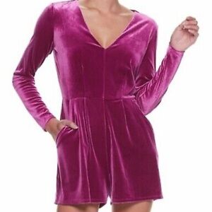 Candies Magenta Pink Velvet Romper. Size XS